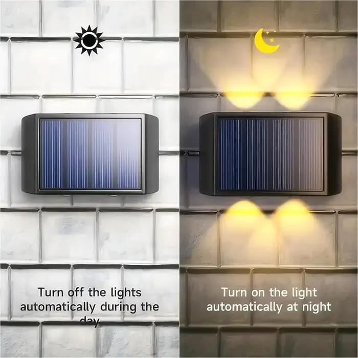 Lampe solaire murale extérieure, étanche, alimentée par l'énergie solaire, éclairage vers le haut et vers le bas, décoration de jardin, de cour, d'extérieur, lumières solaires