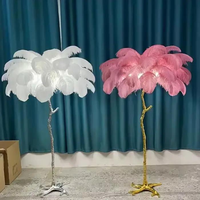 Lampadaire de luxe nordique en plumes d'autruche