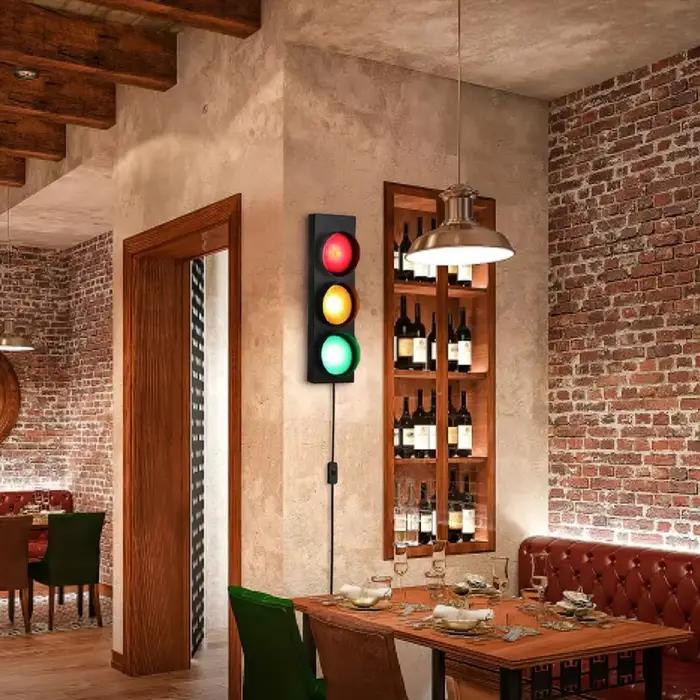 Feu de circulation applique murale 15W noir mur LED lumière télécommande éclairage Vintage lumières Bar Restaurant chambre décoration lampes