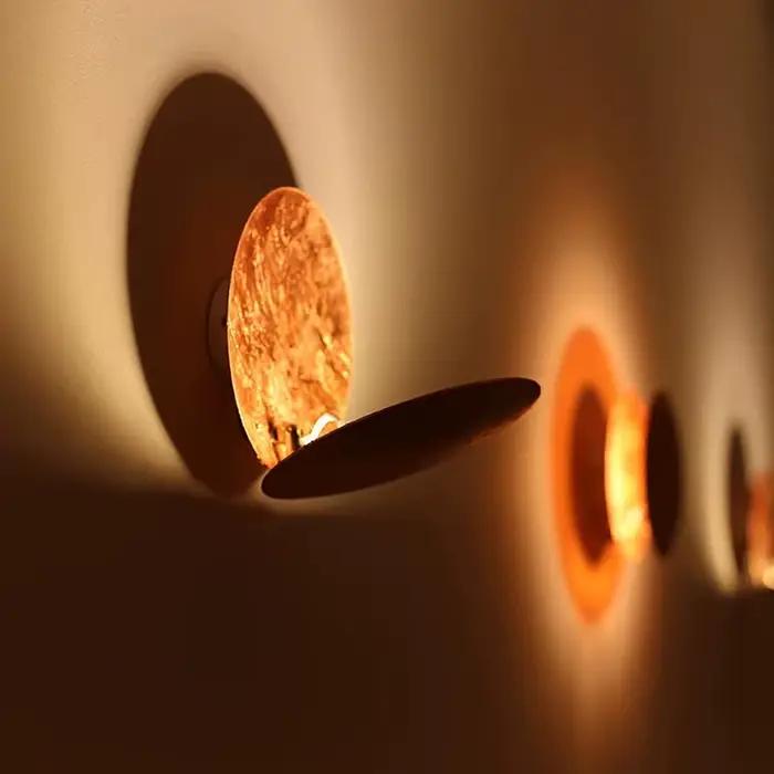 Applique murale créative en forme de lune, lampe de chevet pour couloir, salon, applique LED ronde en cuivre doré