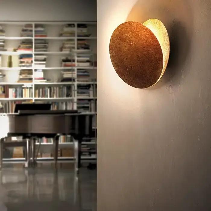 Applique murale créative en forme de lune, lampe de chevet pour couloir, salon, applique LED ronde en cuivre doré