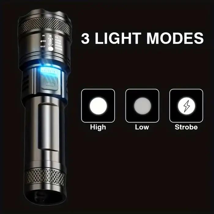 Lampe de poche à Zoom télescopique, torche haute puissance, lampe de poche LED Rechargeable par USB, lanterne tactique Portable, lumière forte pour l'extérieur