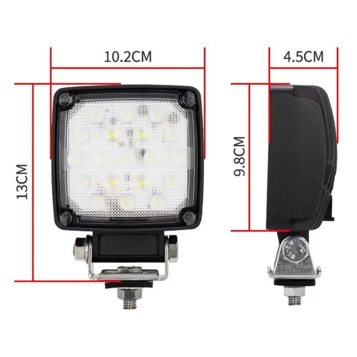 Lampe de travail pour excavatrice 19 LED - 2 pièces, 57W, 6500K, design à faisceau large, étanche IP65 pour chargeuse, tracteur,