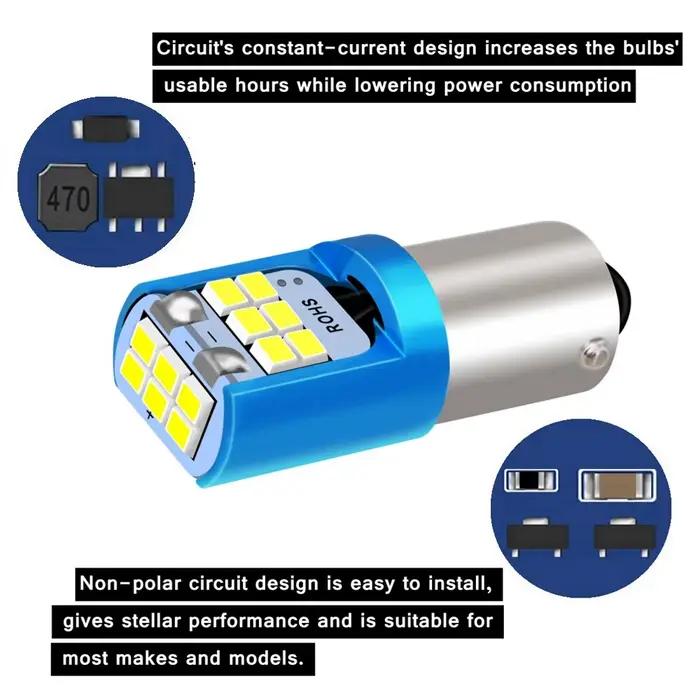 BA9S-Ampoules LED super lumineuses pour voiture, lampe de lecture breton, lampe de stationnement automatique, ampoules de plaque de planificateur, 12V, T11, H6W, T4W, BAY9S, 2 pièces