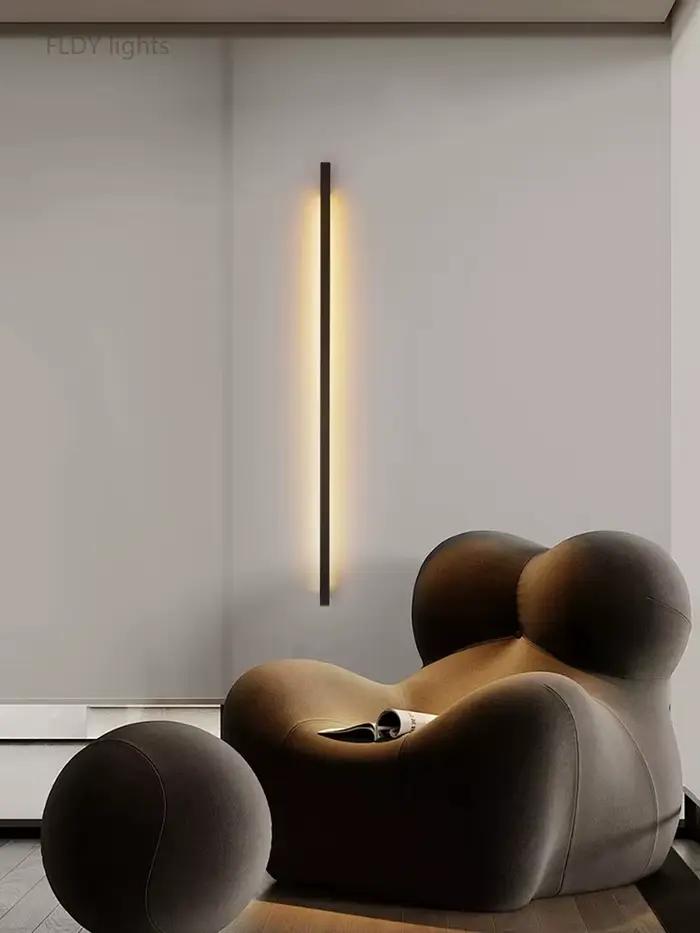 Nordique minimaliste moderne concepteur 110V 220V mur LED lampe salon hôtel allée couloir chambre chevet longue applique murale