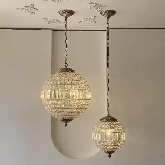 Lustre globe en cristal Vintage E27 élégant pour salon chambre à coucher hôtel décorations de style moderne et vintage
