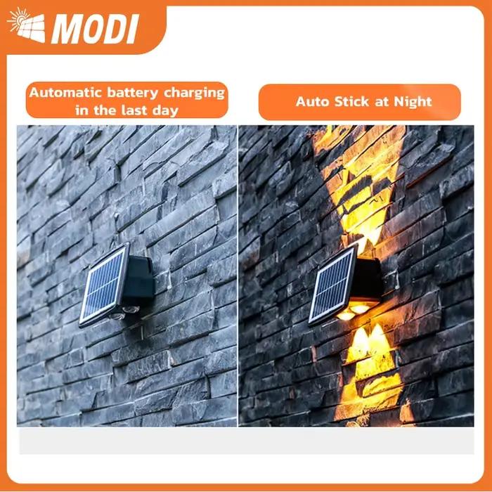 Lampes murales solaires LED étanches IP65, éclairage extérieur économe en énergie avec blanc chaud et or, réglable pour jardin F
