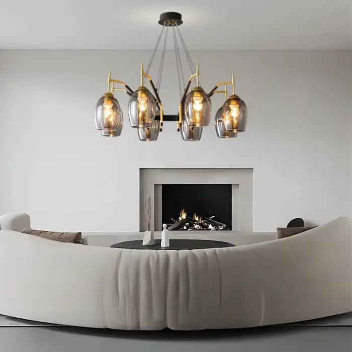 Plafonnier LED Suspendu en Verre Noir, Design Rétro Nordique, Luminaire Décoratif de Plafond, Idéal pour un Salon, une Cuisine ou une Salle à Manger, Nouveau Produit