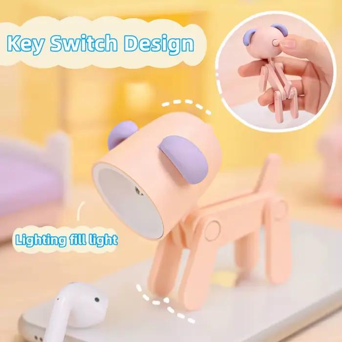 Mini veilleuses Led pliante lampe de bureau dessin animé mignon chien de compagnie cerf forme