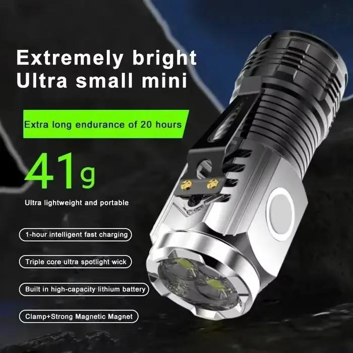 Lampe de poche Super Lumineuse Rechargeable à 3 LED Bleues Compacte Étanche pour Camping Climbing Hunting Night Fishing Cycling Occasions Spéciales