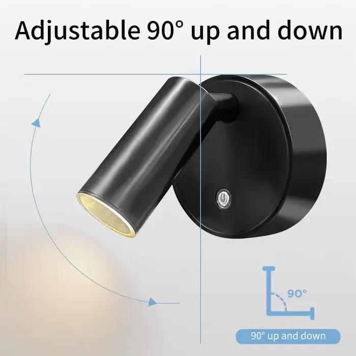 Lampe murale LED magnétique rechargeable, veilleuses tactiles sans fil, projecteur 360° °   Lampe de lecture rotative pour chevet de chambre à coucher