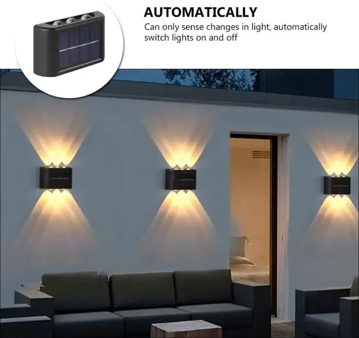 Lampe solaire murale extérieure, étanche, alimentée par l'énergie solaire, éclairage vers le haut et vers le bas, décoration de jardin, de cour, d'extérieur, lumières solaires