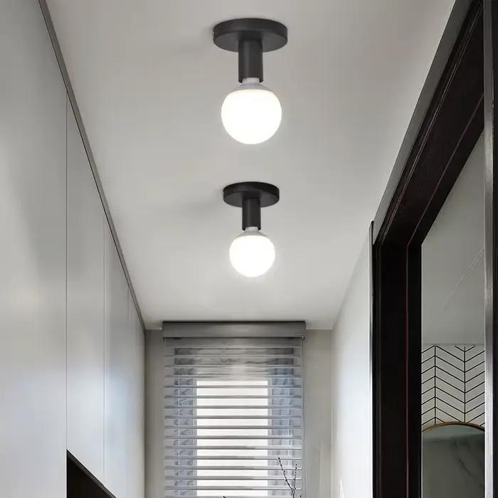 Base de lampe moderne noire E27, style nordique rétro en fer, décor pour salon, chambre à coucher, salle de bains, plafonnier, support de lampe murale