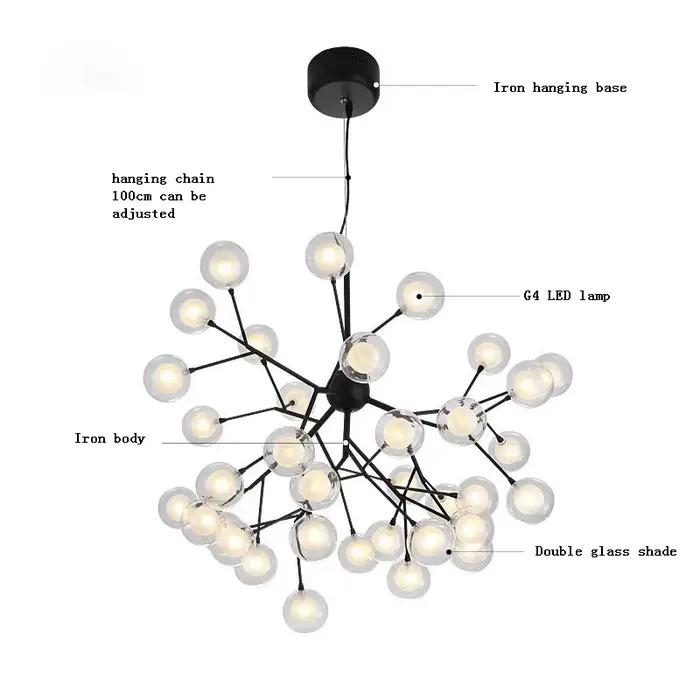Plafonnier LED Suspendu en Forme de Branches d'Arbre, Design Moderne et Élégant, Composé de Boules de Verre