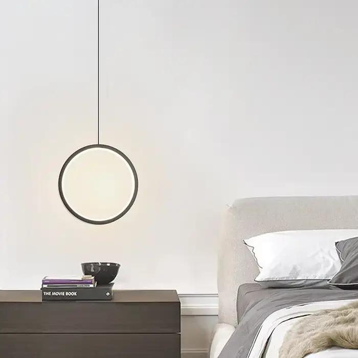 Plafonnier LED suspendu composé d'anneaux, design moderne, luminaire décoratif d'intérieur, idéal pour un salon, un bar ou un restaurant