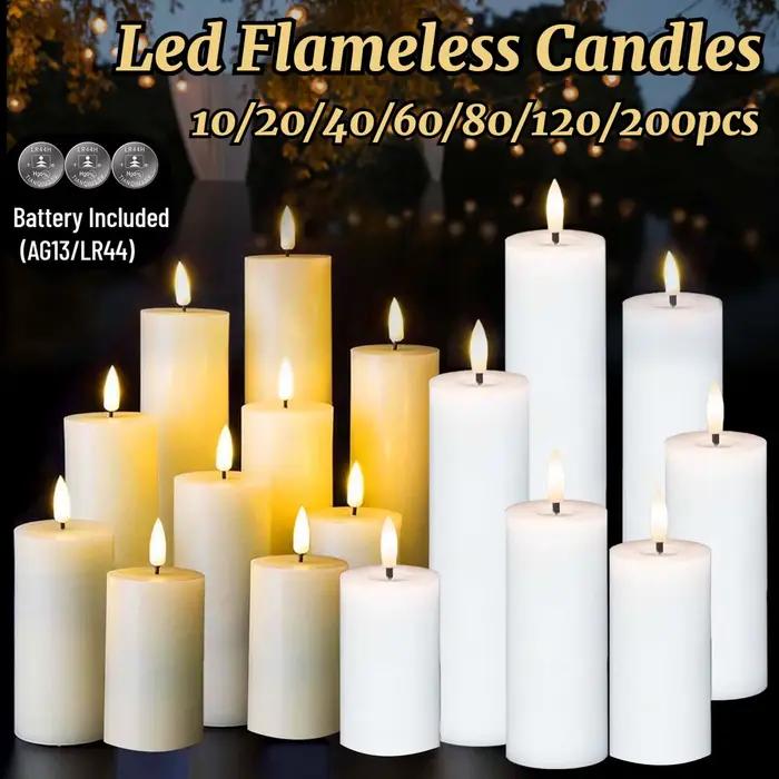 Bougie pilier LED à piles, bougies sans flamme, bougies scintillantes pour mariage, concert, festival, anniversaire, décoration de fête