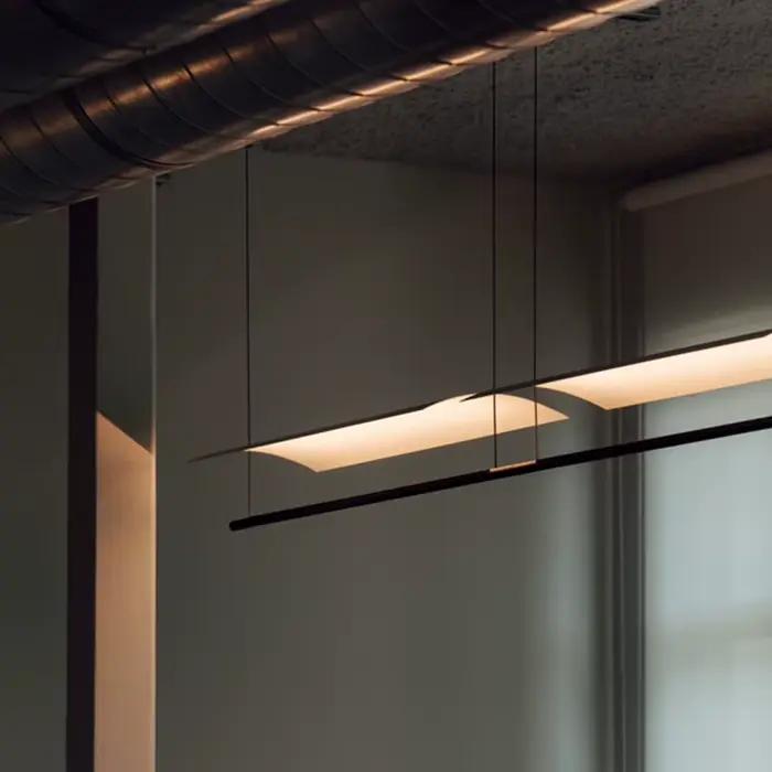 WabiSabi moderne suspension minimaliste longue bande suspension lampe avant-toit acrylique lustre pour salle à manger salon bureau cuisine