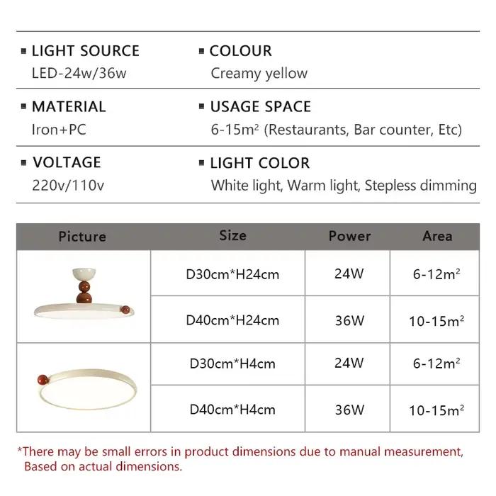 Plafonnier LED Nordique Crème Style Soucoupe Volante pour Salon, Chambre, Chevet, Salle à Manger, Hôtel, Décoration Intérieure