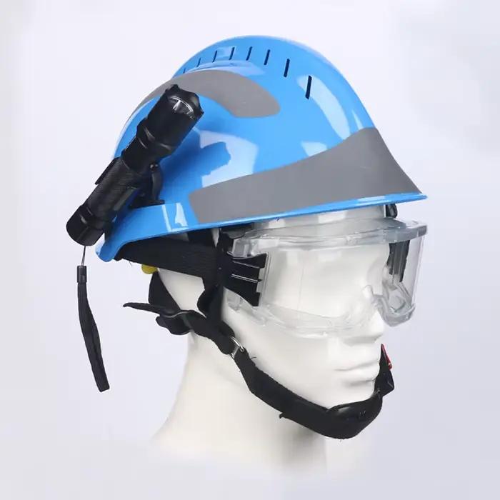 Casque de sauvetage de sécurité lunettes de protection pour pompier casques de sécurité casque de protection contre l'incendie sur le lieu de travail avec lampe frontale et lunettes