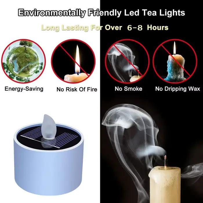 Bougies chauffe-plat solaires LED, étanches, sans flamme, rechargeables, pour fête, jardin, décoration de la maison