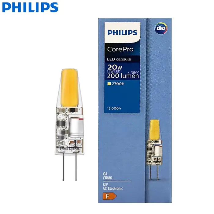 Philips CorePro LED G4 Capsule lampes broche lumière 1.7W 2.1W 2700K blanc chaud 12V ampoule décorative remplacer 20W halogène G4 lampe de bureau