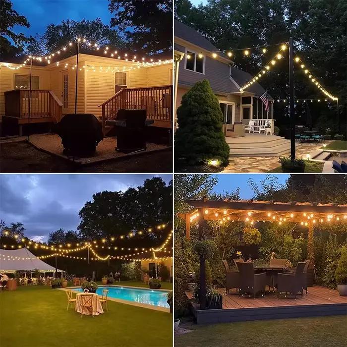 Guirlande lumineuse LED d'extérieur avec ampoules incassables G40, télécommande à énergie solaire, étanche IP65, pour cour, jardin, balcon