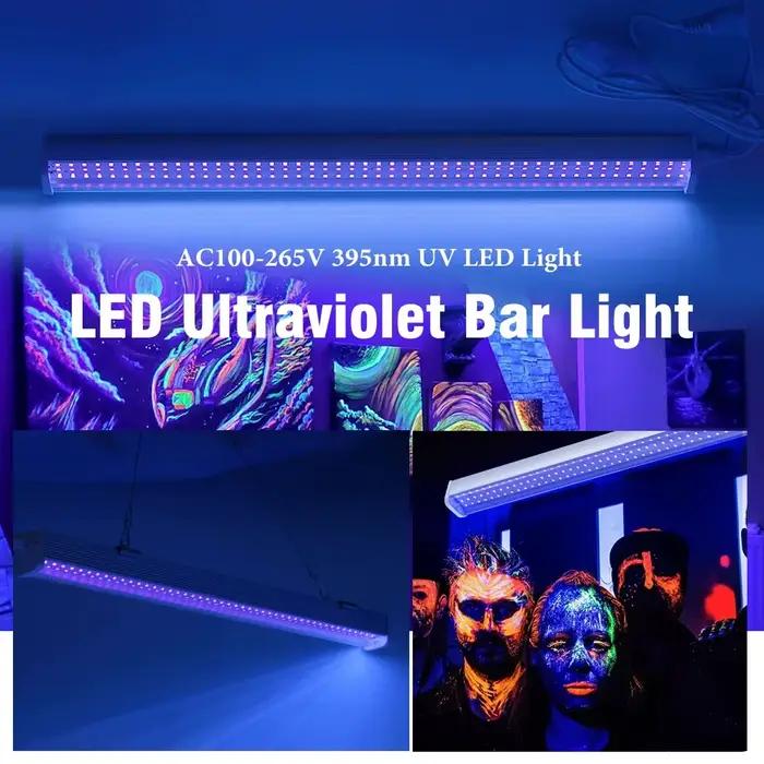 25W AC110V 220V UV Tube de lumière noire lampe ultraviolette ampoule 395nm UVA LED IP65 lampe avec prise barre de décoration lumière noire