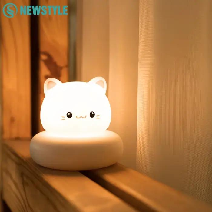 Veilleuse mignonne chat et ours avec 3 niveaux de luminosité