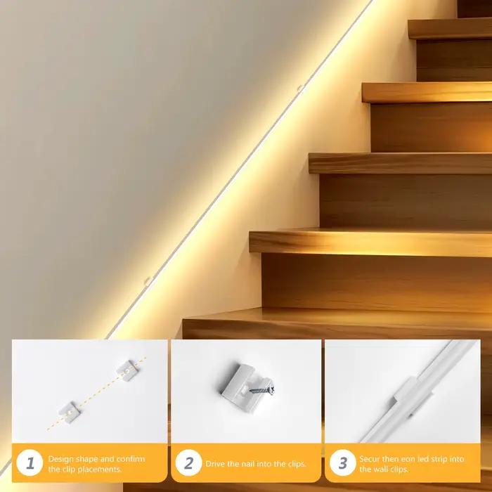 Bande lumineuse LED néon 24V, avec capteurs de mouvement PIR mobiles pratiques, un/double, éclairage de sécurité nocturne pour chambre à coucher, escaliers, salle de bains