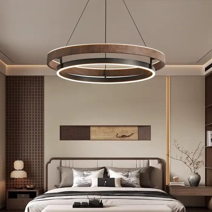 Lustre de plafond LED haut de gamme de designer italien, lampe suspendue en métal noyer, décoration d'intérieur pour salle à manger, salon, comptoir