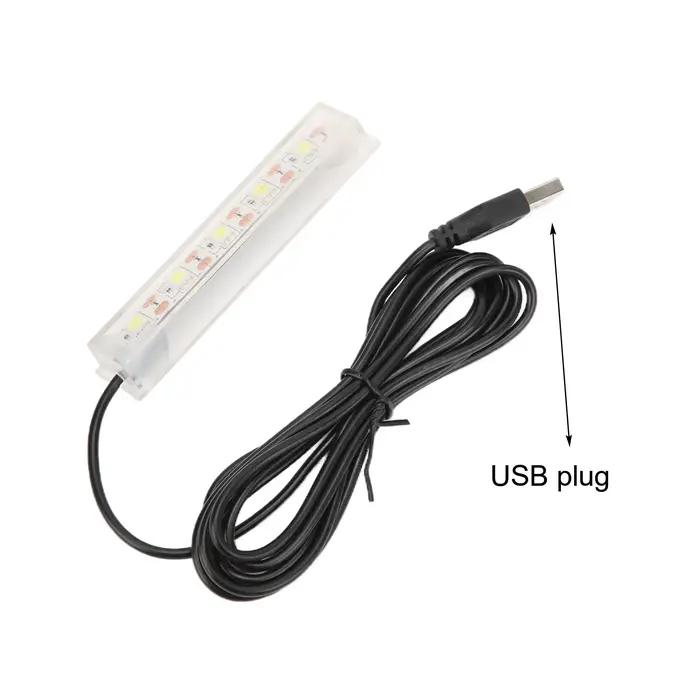 Lumière LED d'aquarium USB, lumière blanche légère en plastique pour plantes d'aquarium d'intérieur