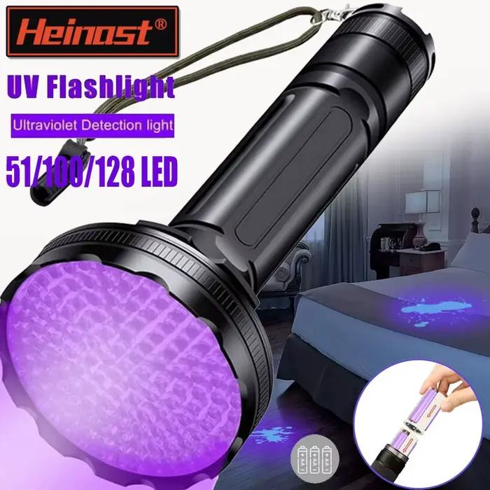 51/100/128 Led portable UV lumière noire lampe de poche torche ultraviolette détecteur
