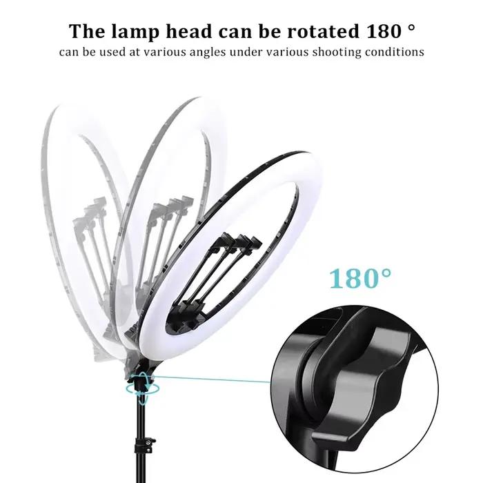 Anneaux lumineux LED 22 pouces, température de couleur 3200-6500K, luminosité 0-100% avec câble d'alimentation de 2M, lampe pour maquillage/prise de vue en Studio Photo