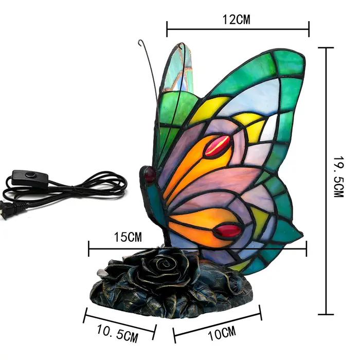 Lampes de Table modernes papillon méditerranéen rétro vitrail lampe de bureau pour chambre chevet Vintage salon luminaires