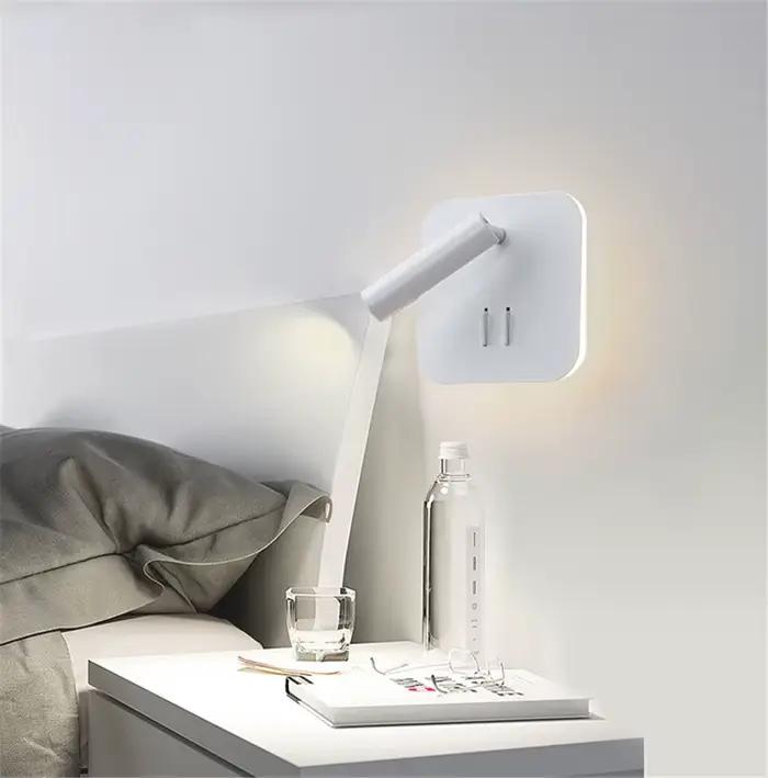 Applique murale à LED avec interrupteur, Angle d'éclairage réglable, en fer, aluminium et acrylique, idéal pour une chambre à coucher ou une lecture, AC90-260V