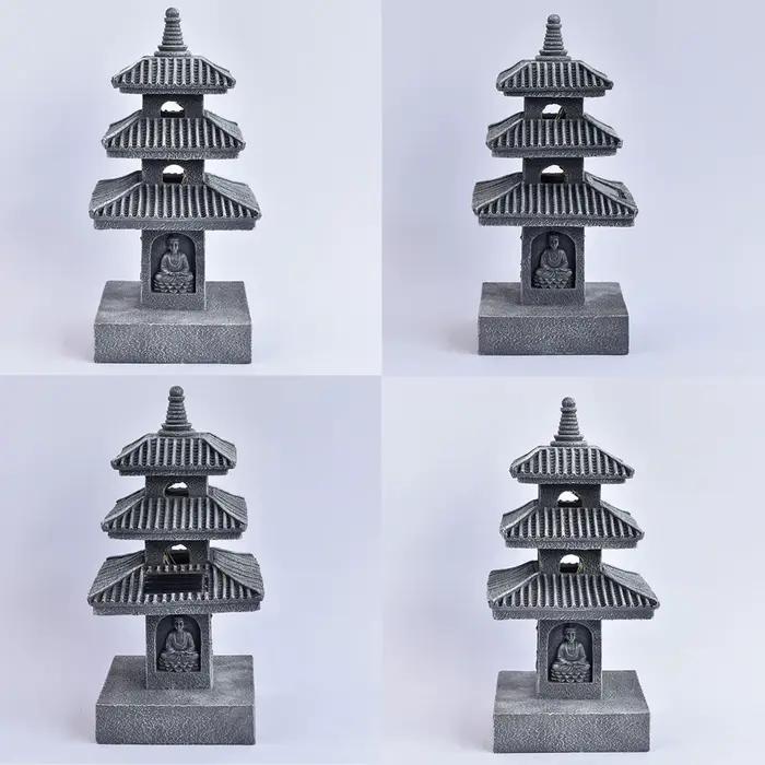 Lanterne solaire pagode, statue d'inspiration zen, lampe décorative, décorations de jardin extérieur, accessoires pour porche, patio, allée, cadeau