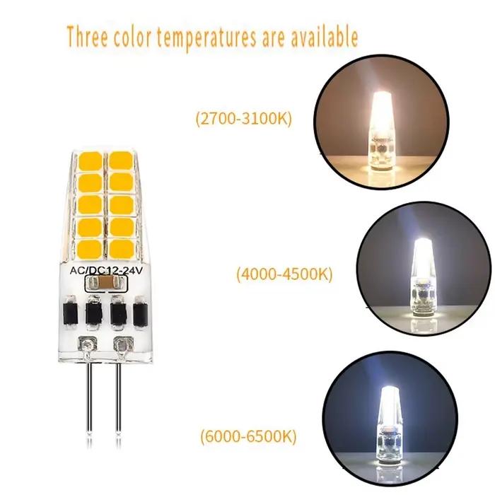 Ampoule Led G4 GY6.35 à intensité variable, AC/DC12-24V 2W 10led 3W 20LED, lumière en Silicone à économie d'énergie, remplacement à 360 degrés, lampe halogène, 10 pièces