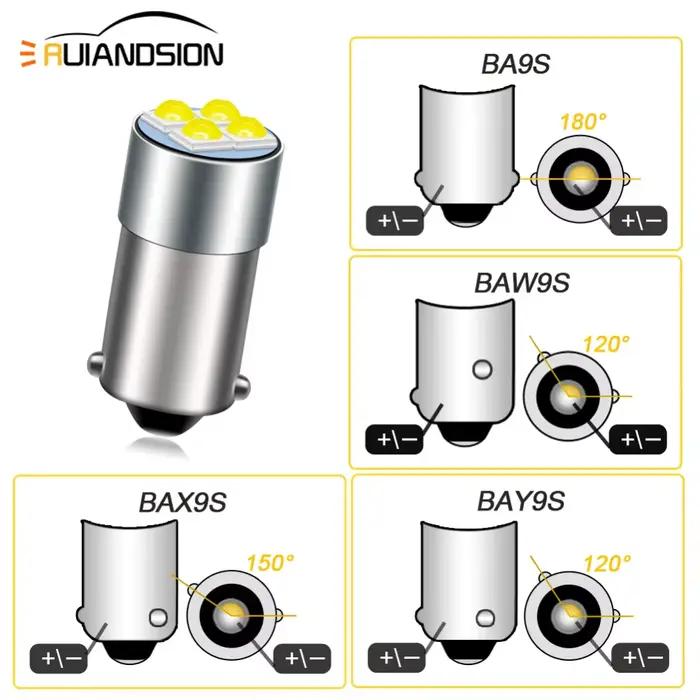 2 pièces BA9S LED ampoule BAW9S BAX9S BAY9S lumière LED 4SMD 3030 feux de signalisation de voiture Lamp10-60V Non polarité Auto intérieur lampes de lecture