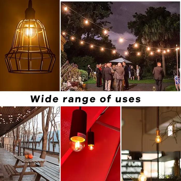 GANRILAND Lot de 15 Ampoule LED E27 1W G40 Globe Clair Ambre  Blanc chaud 2200K Lamp 360 degrés 220V-240V Équivalent Incandescence 10W Dimmable pour G40 Extérieur Chaîne Guirlande Lumineuse [Classe én