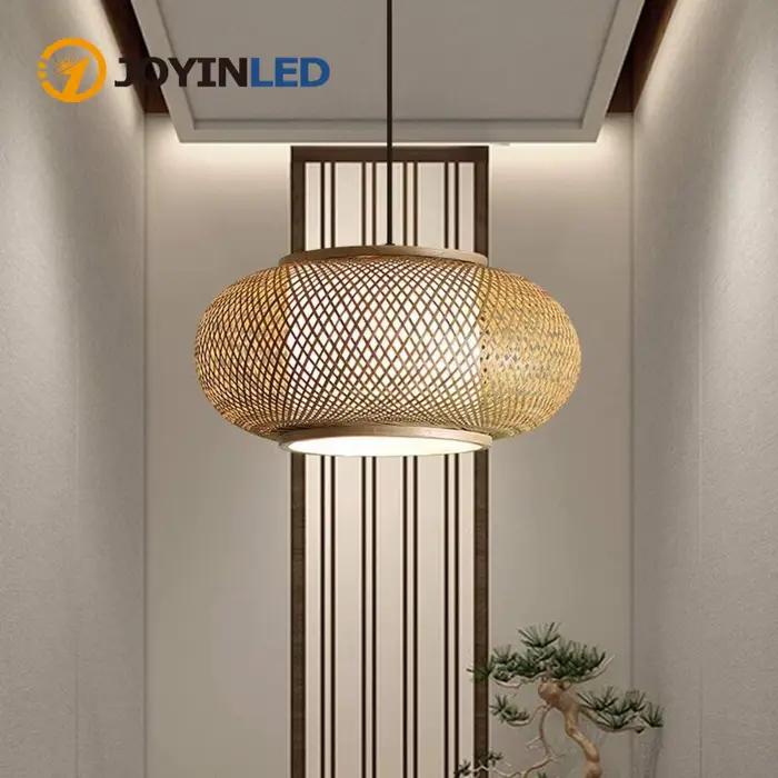 JOYINLED plafonnier en bambou fait à la main lustre de ferme industrielle salon salle à manger cuisine éclairage suspendu traditionnel