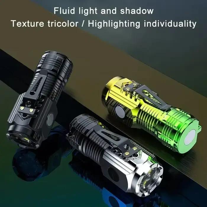 Lampe de poche Super Lumineuse Rechargeable à 3 LED Bleues Compacte Étanche pour Camping Climbing Hunting Night Fishing Cycling Occasions Spéciales