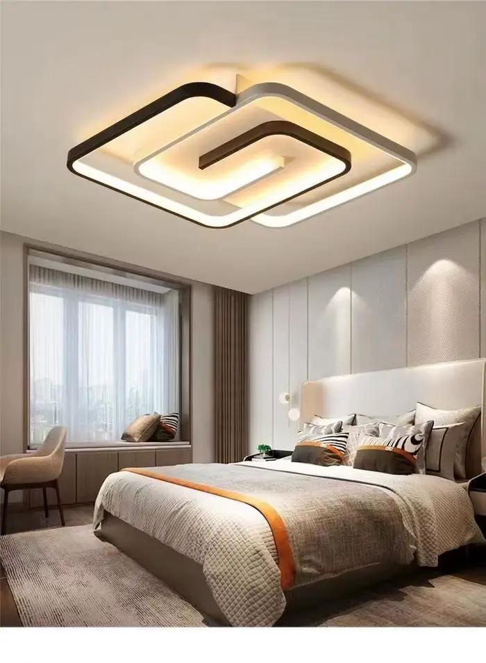 Lampe de chambre à coucher LED moderne plafonnier économique protection yeux éclairage créatif simple noir blanc chambre à coucher chambre de relaxation cadeau occasion spéciale
