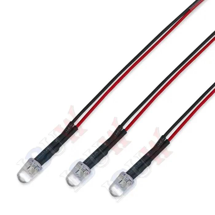 10 pièces DC 3V 6V 12V 24V pré-câblé 3mm 5mm lampe à LED ampoule précâblée Diodes électroluminescentes Transparent jaune bleu vert blanc rouge
