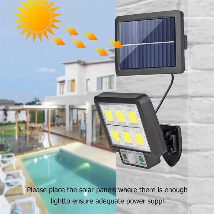 Capteur de mouvement de lumière solaire de Type fendu 72 COB lampes murales lampes d'éclairage de jardin intérieures/extérieures séparées avec télécommande