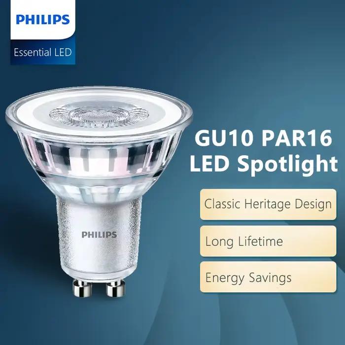 Philips GU10 PAR16 LED Spot Light Essential 4.6W (=50W Halogène) 220-240V 36 °   Lampes encastrées au plafond LED blanches classiques Degree