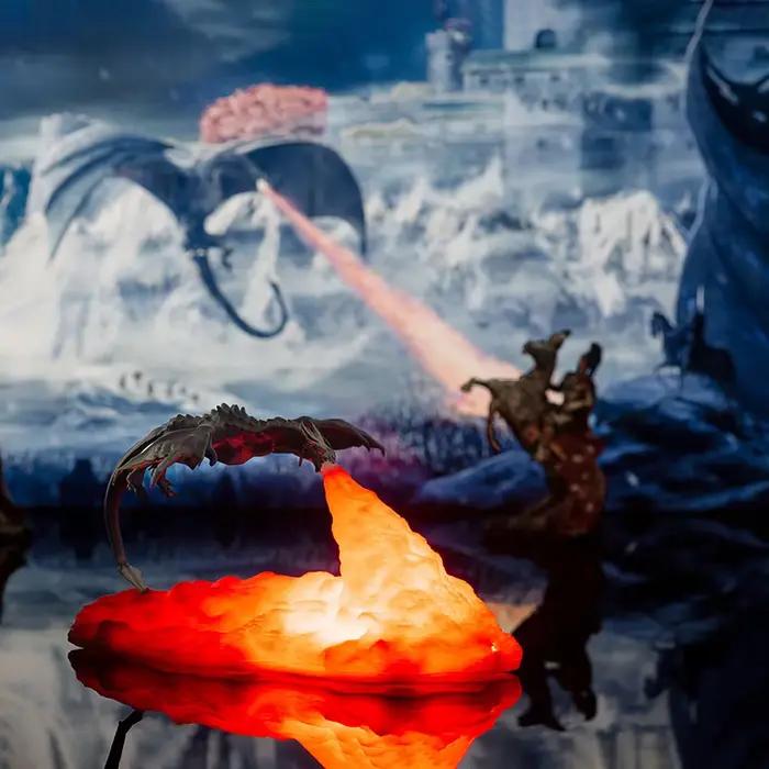 Lumière de Dragon de Feu imprimée en 3D rechargeable par USB pour enfants et adultes, lampe de bureau LED décorative pour camping et parties de jeux de société