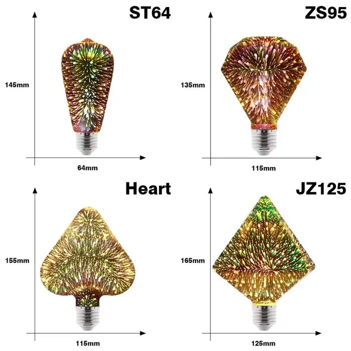 Ampoule LED 3D Edison E27 AC220V Vintage Noël Ampoule décorative Ampoule LED colorée pour la maison Salon Éclairage intérieur