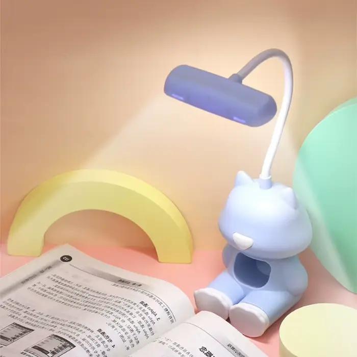 Lampe de bureau en forme de chat mignon et créative avec support pour téléphone flux lumineux pour chambre d'étudiant enfants occaions spéciales