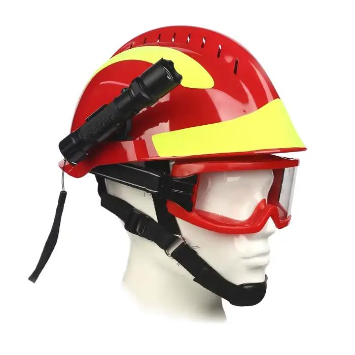 Casque de sauvetage de sécurité lunettes de protection pour pompier casques de sécurité casque de protection contre l'incendie sur le lieu de travail avec lampe frontale et lunettes