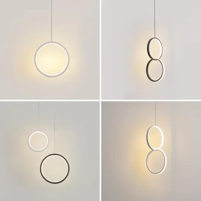 Plafonnier LED suspendu composé d'anneaux, design moderne, luminaire décoratif d'intérieur, idéal pour un salon, un bar ou un restaurant